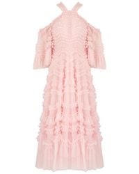 Needle & Thread - Bronte Off-The-Shoulder Ruffled Tulle Gown - Lyst