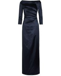 Talbot Runhof - Gathered Satin Maxi Dress - Lyst