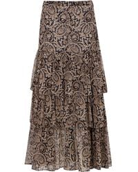 Veronica Beard Kandi Floral-print Stretch-silk Satin Midi Skirt | Lyst