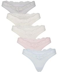 Skims - Lace-Trim Stretch-Jersey Dipped Thong - Lyst