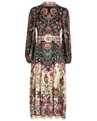 FARM Rio - Marvelous Garden Floral-Print Satin Midi Dress - Lyst