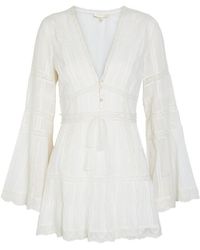 LoveShackFancy - Kinsale Lace-Trim Cotton Mini Dress - Lyst