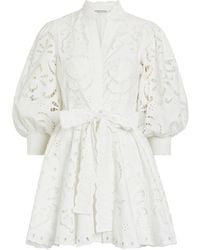Alice + Olivia - Lucy Embroidered Cotton Mini Shirt Dress - Lyst