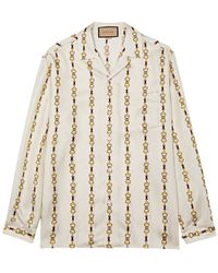 Gucci - Printed Silk-satin Shirt - Lyst