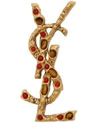Saint Laurent - Cassandre Stone-Embellished Brooch - Lyst