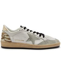 Golden Goose - Ball Star Distressed Leather Sneakers - Lyst