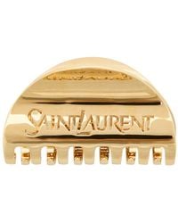 Saint Laurent - Logo-Engraved Brass Hair Clip - Lyst