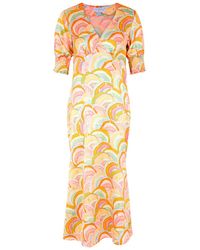 Never Fully Dressed - May Printed Satin Midi Dress - Lyst