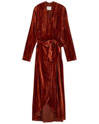 Forte Forte - Plissé Velvet Midi Wrap Dress - Lyst