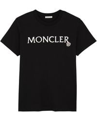 Moncler - Brand-appliqué Ribbed-trim Cotton T-shirt - Lyst