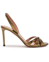 Aquazzura - Tati 85 Metallic Crocodile-Effect Sandals - Lyst