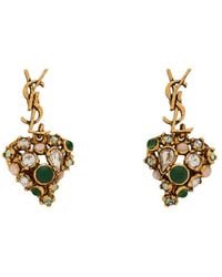 Saint Laurent - Cassandre Pampilles Couer Embellished Drop Earrings - Lyst