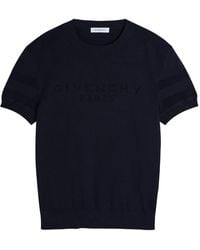 Givenchy - Textured Knit Logo Cotton-Blend T-Shirt - Lyst