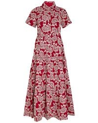Erdem - Floral-Embroidered Cotton-Blend Midi Shirt Dress - Lyst
