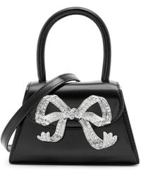 Self-Portrait - Bow Micro Glossed Leather Top Handle Bag - Lyst