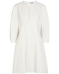 TOTEME - Balloon-Sleeve Pleated Cotton-Poplin Mini Dress - Lyst