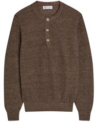 Brunello Cucinelli - Ribbed-Knit Linen And Cotton-Blend Jumper - Lyst