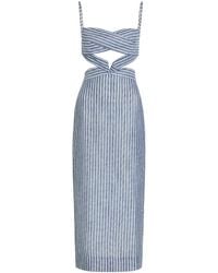 ANDRES OTALORA - Recuerdos Striped Cut-Out Woven Midi Dress - Lyst