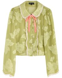 Sister Jane - Emile Floral-Jacquard Chiffon Shirt - Lyst