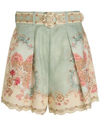 Zimmermann - Daylight Tuck Printed Linen Shorts - Lyst