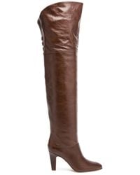 Chloé - Eve 90 Glossed-Leather Over-The-Knee Lace-Up Boots - Lyst