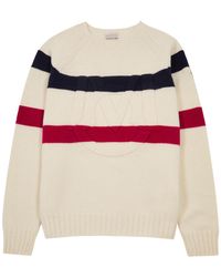 Moncler - Striped Logo Wool And Cashmere-blend Jumper - Lyst