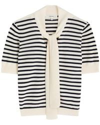 FRAME - The Sailor Tie Striped Cotton-Blend Cardigan - Lyst