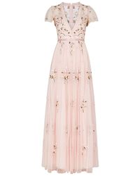 Needle & Thread - Petunia Floral-embroidered Tulle Gown - Lyst