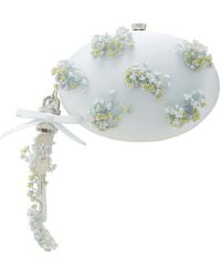 Self-Portrait - Oval Floral Bead-Embellished Satin Clutch - Lyst