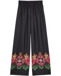 La DoubleJ - Printed Silk Palazzo Wide-Leg Trousers - Lyst