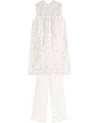 Self-Portrait - Floral-Embellished Tulle Mini Dress - Lyst
