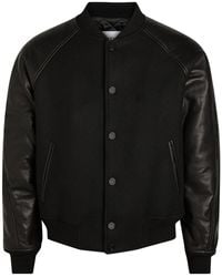 Givenchy - Logo-Appliquéd Leather And Wool Bomber Jacket - Lyst