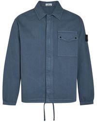 Stone Island - Logo-Appliquéd Herringbone Cotton Jacket - Lyst