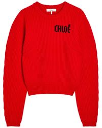 Chloé - Logo Wool And Cashmere-Blend Jumper - Lyst