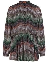 Missoni - Chevron Sequin-Embellished Metallic-Knit Mini Dress - Lyst