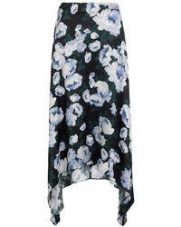 Stella McCartney - Bunch Of Roses Asymmetric Floral-Print Satin Midi Skirt - Lyst
