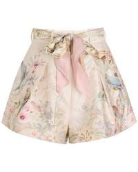Zimmermann - Rebellion Tuck Floral-Print Silk-Blend Shorts - Lyst
