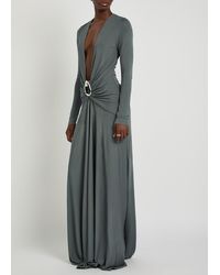 Christopher Esber Gyre Cape-Effect Cut-Out Jersey Maxi Dress in Blue | Lyst