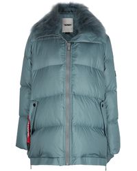 Yves Salomon - Army Blue Fur-trimmed Quilted Shell Coat - Lyst