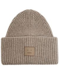Acne Studios - Pansy Face Ribbed Wool-Blend Beanie - Lyst