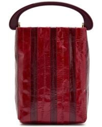 Dries Van Noten - Crisp Striped Glossed Leather Top Handle Bag - Lyst