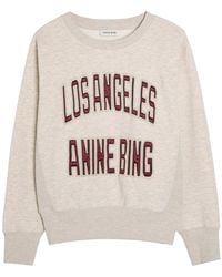 Anine Bing - Harry Shrunken Logo-Appliquéd Cotton Sweatshirt - Lyst