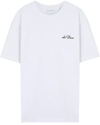 Les Deux - Crew Logo-Embroidered Cotton T-Shirt - Lyst