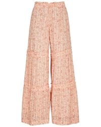 Free People - Emmaline Printed Chiffon Trousers - Lyst