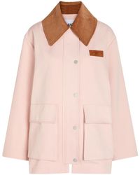 Ganni - Corduroy-Collar Twill Jacket - Lyst