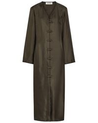 Rohe - Mandarin-Closure V-Neck Silk Midi Dress - Lyst