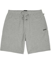 BOSS - Logo-Embroidered Waffle Cotton-Blend Shorts - Lyst