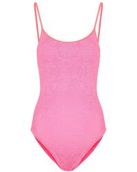 Hunza G - Pamela Seersucker Swimsuit - Lyst