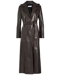 Nour Hammour - Scarlett Belted Leather Trench Coat - Lyst