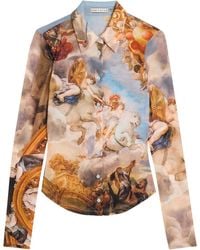 Alice + Olivia - Jade Printed Stretch-Mesh Top - Lyst